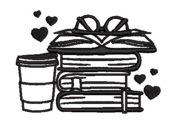 Review: Stack of Books and Coffee Embroidery Design